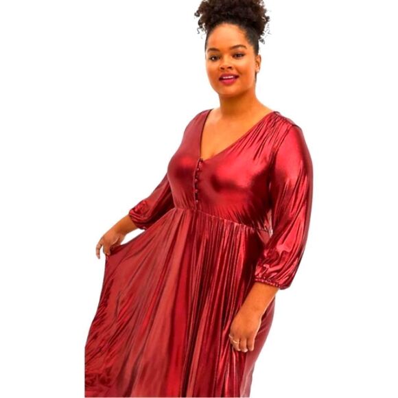 TORRID Plus Size New Red Liquid Knit Holiday Maxi Dress - Picture 7 of 16